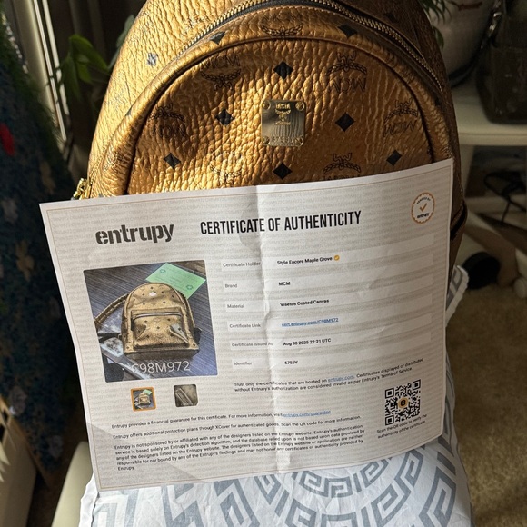 MCM Metallic Gold Backpack for Men - Picture 2 of 9